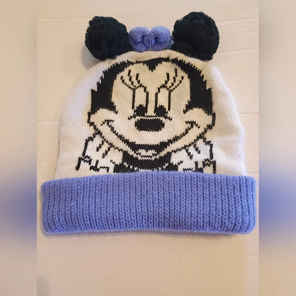 VTG Disney Knit Beanie with Character Design - Black, White, and‎ Purple